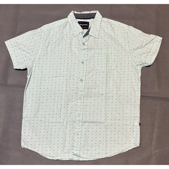 Aeropostale Men Sea Foam Green Short Sleeve Button Down Print Shirt Large - Picture 1 of 6